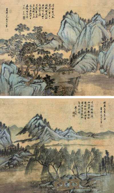 文伯仁 柳荫远岫图等 镜心 44×37cm